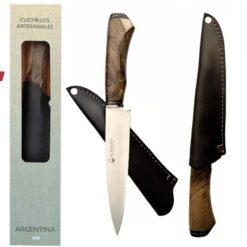 CUCHILLO 14C A.INOX.C/MADERA ARTESANAL VAINA CUERO 19829