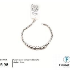 PULSERA ACERO BOLITAS MULTITAMAÑO 15029-