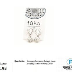 ARO ACERO HAMSA CON BOLA DE FUEGO 15016-