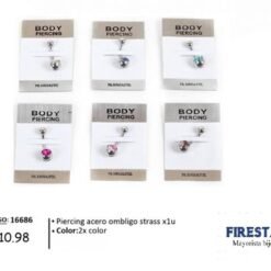 PIERCING ACERO OMBLIGO STRASS 16686