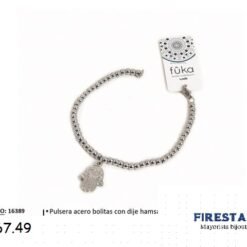 PULSERA ACERO BOLITAS C/ DIJE 16389-