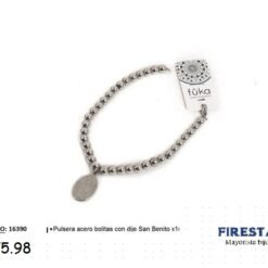 PULSERA ACERO BOLITAS C/ DIJE SAN BENITO 16390-