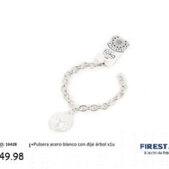 PULSERA ACERO BLANCO C/ DIJE ARBOL 16428-