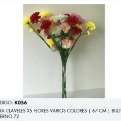 VARA CLAVELES X5 FLORES VARIOS COLORES 67 CM