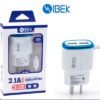 CARGADOR IBEK 2.1A CARGA RAPIDO 2USB IB-2031