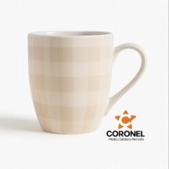 JARRO MUG BOMBE GINGHAM BEIGE 340ML